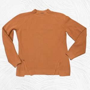 Loro Piana Cashmere Sweater Rust Ribbed Knit Crew Split Hem Size 42/US6 Med